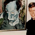 David bowie with portrait of Iggy Pop