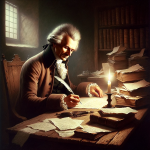 "Immanuel Kant's philosophical texts and concepts represented through symbolic imagery."